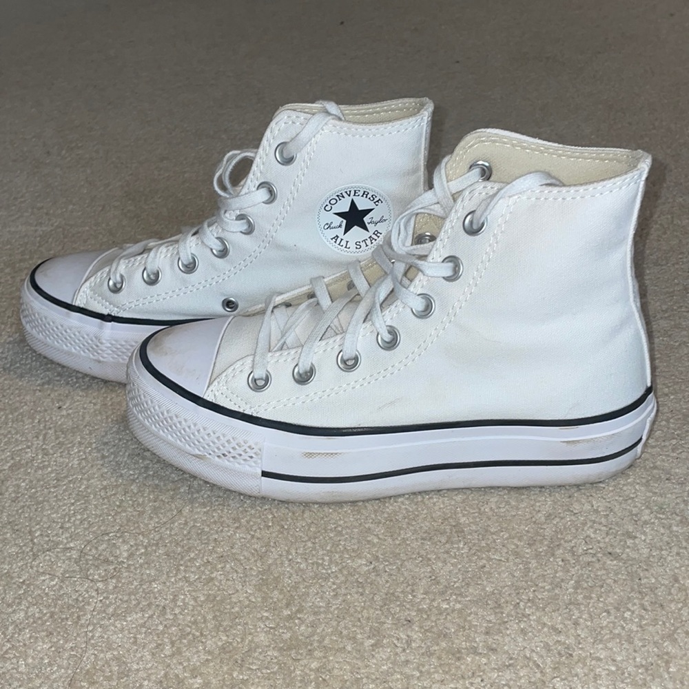 Platform white high top converse size 5.5